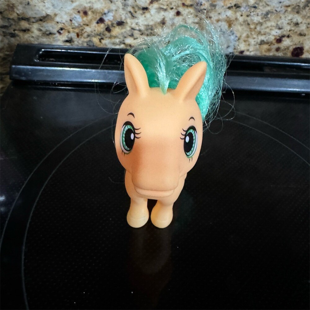 Pretty Ponies Mini Pony Figure Tan w/ Teal Mane & Tail My Little Pony